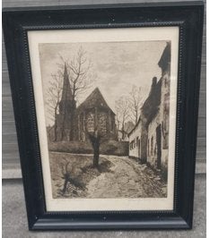 Gravure l église Saint servais signe Maurice Émile blieck, Antiquités & Art, Enlèvement ou Envoi, Gravure