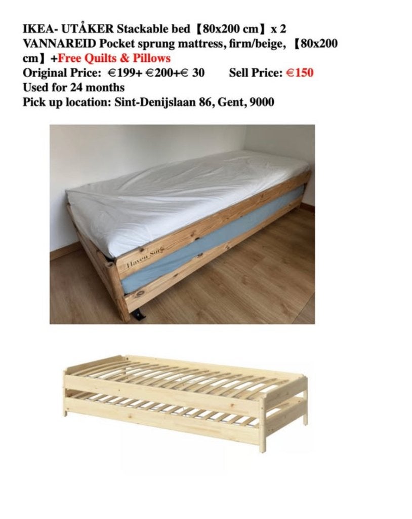 IKEA Single Beds Stack, Ophalen, Zo goed als nieuw, Tweepersoons