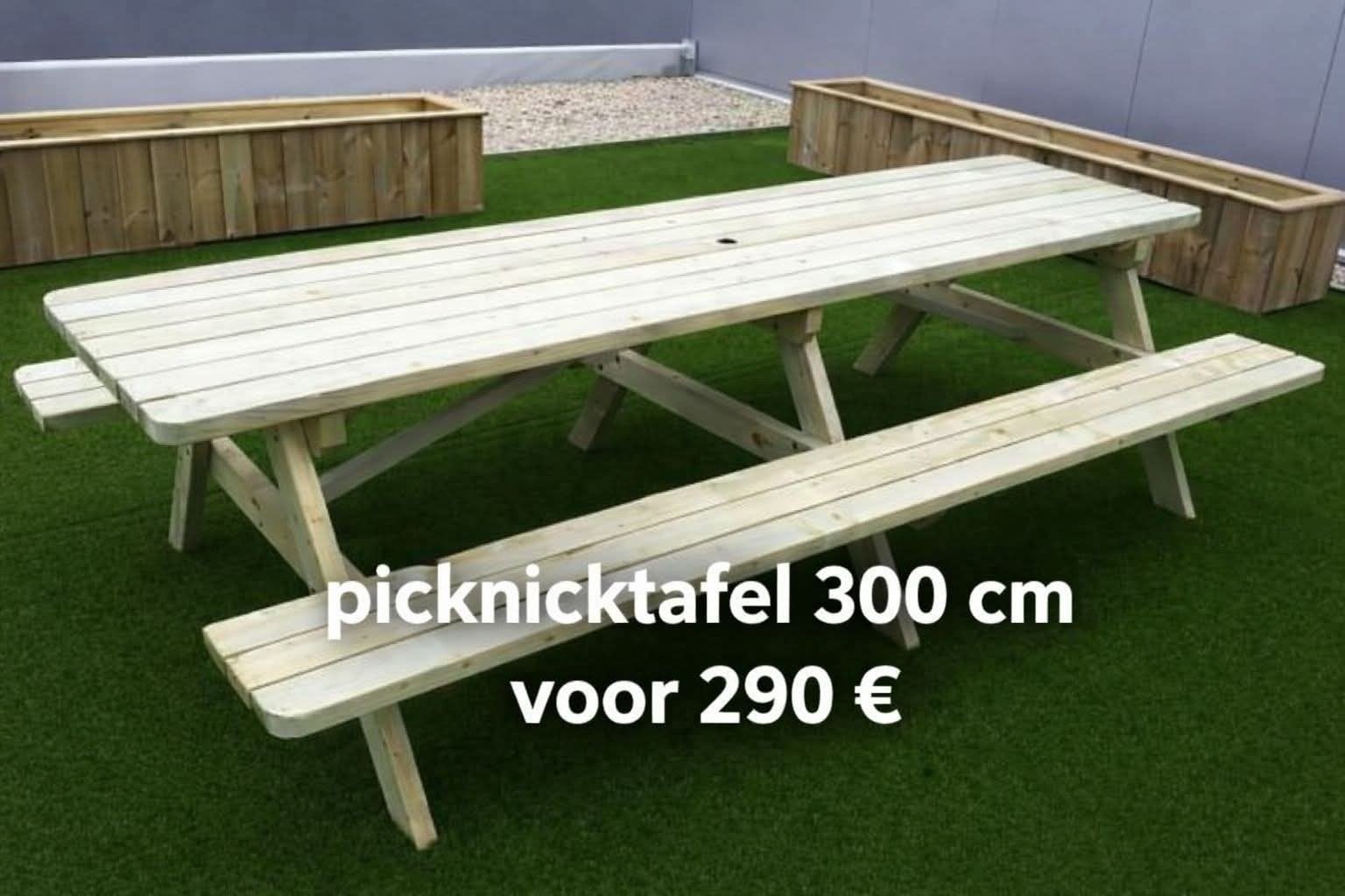 Nieuwe picknicktafel 300 cm, Tuin en Terras, Picknicktafels, Ophalen, Hout