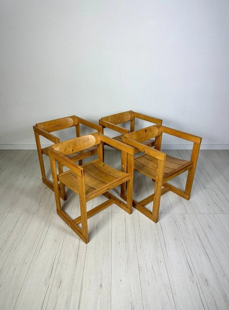 4 chaises Trybo 313 Edvin Helseth en pin Stange Bruk 60s, Enlèvement