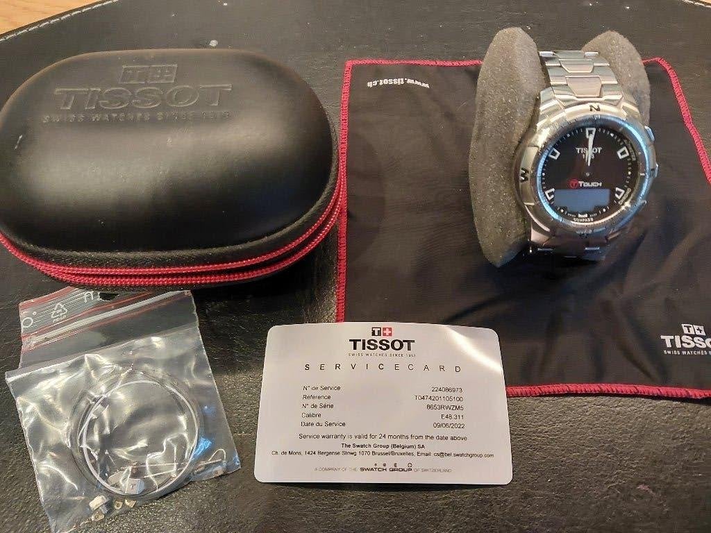 Tissot T-Touch II roestvrij staal — volledige set, Handtassen en Accessoires, Overige merken, Overige materialen, Gebruikt, Polshorloge