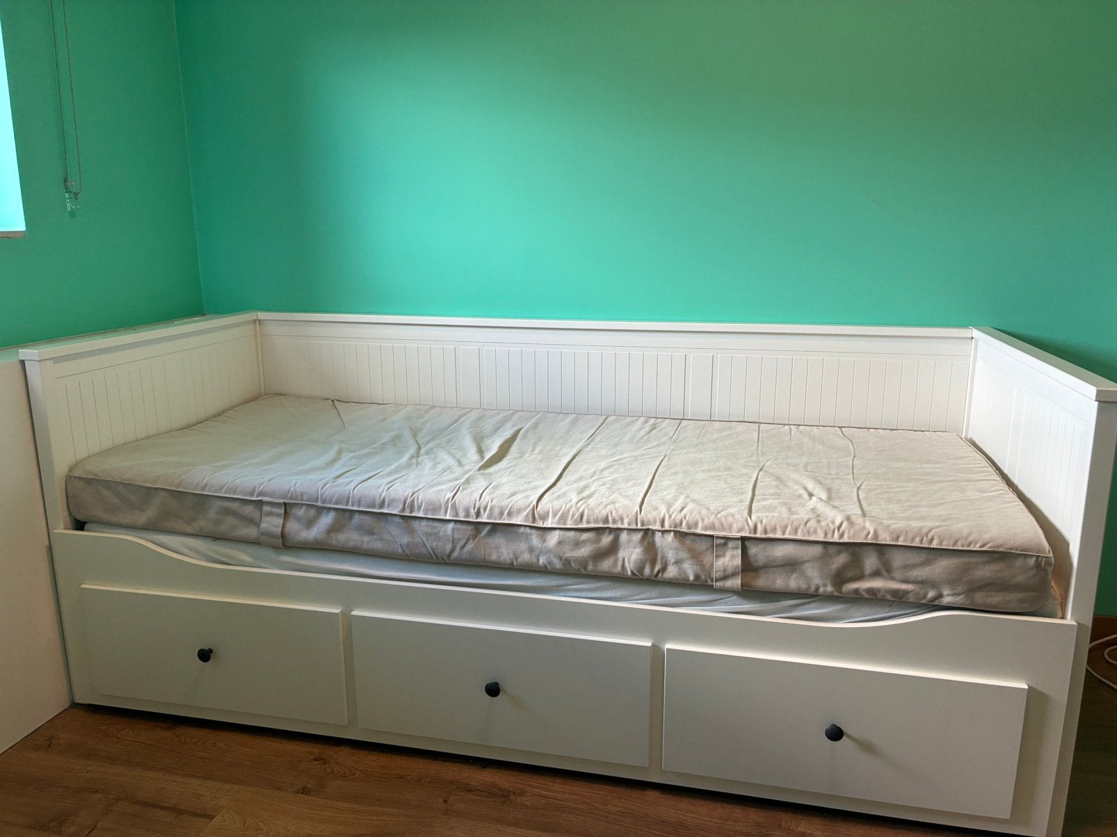 Hemnes bedbank ikea wit met 3 opbergschuiven, Ophalen, Gebruikt, 160 cm, Wit