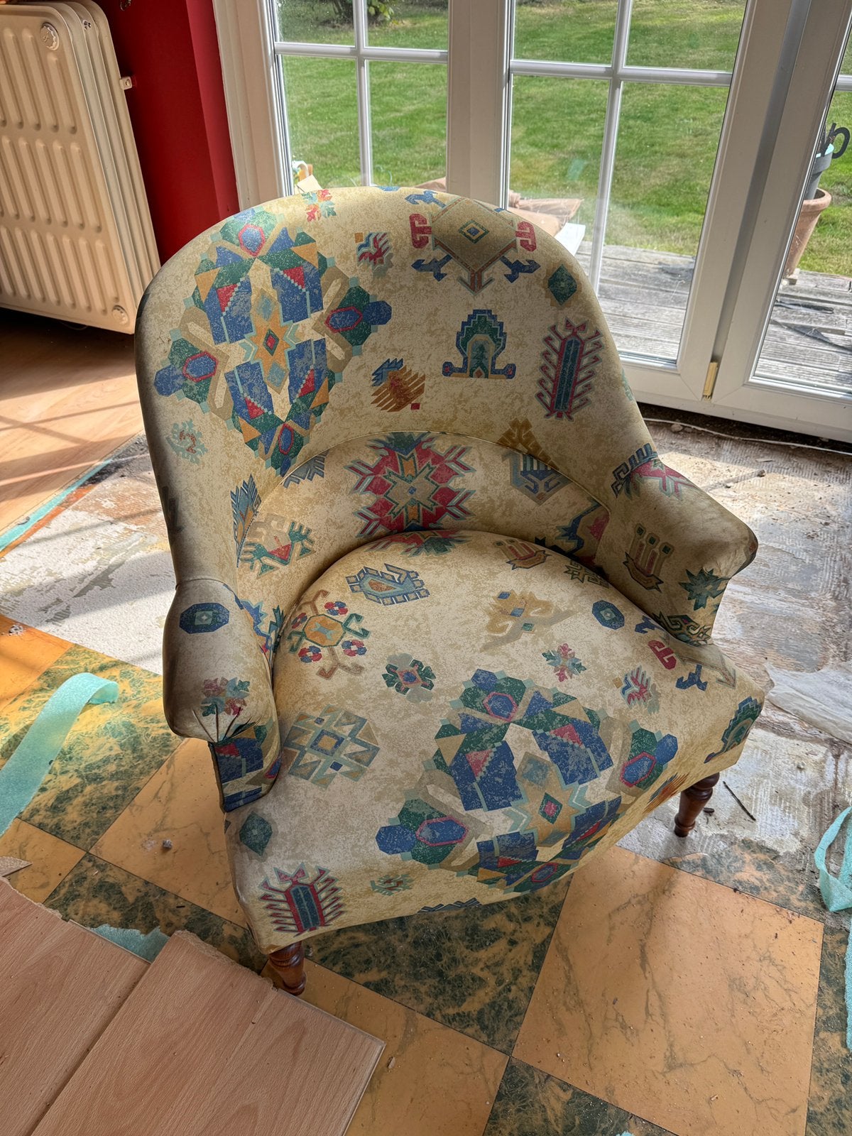 Vintage bijpassende fauteuil + dagbedset, Ophalen, Gebruikt, Hout