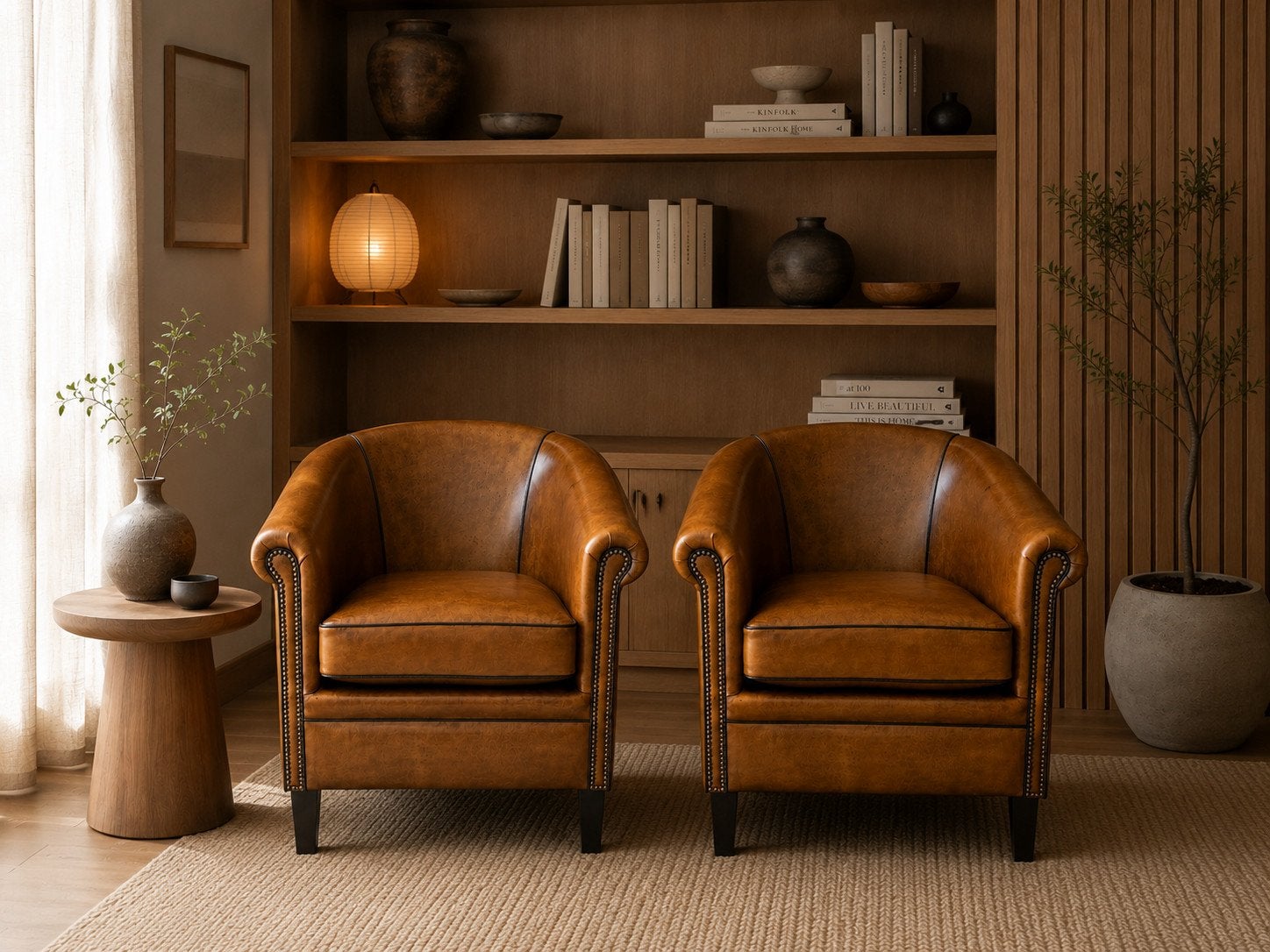 SCHAPENLEREN CLUB FAUTEUIL ROWLEY COGNAC BRUIN chesterfield, Enlèvement ou Envoi, Neuf, Cuir