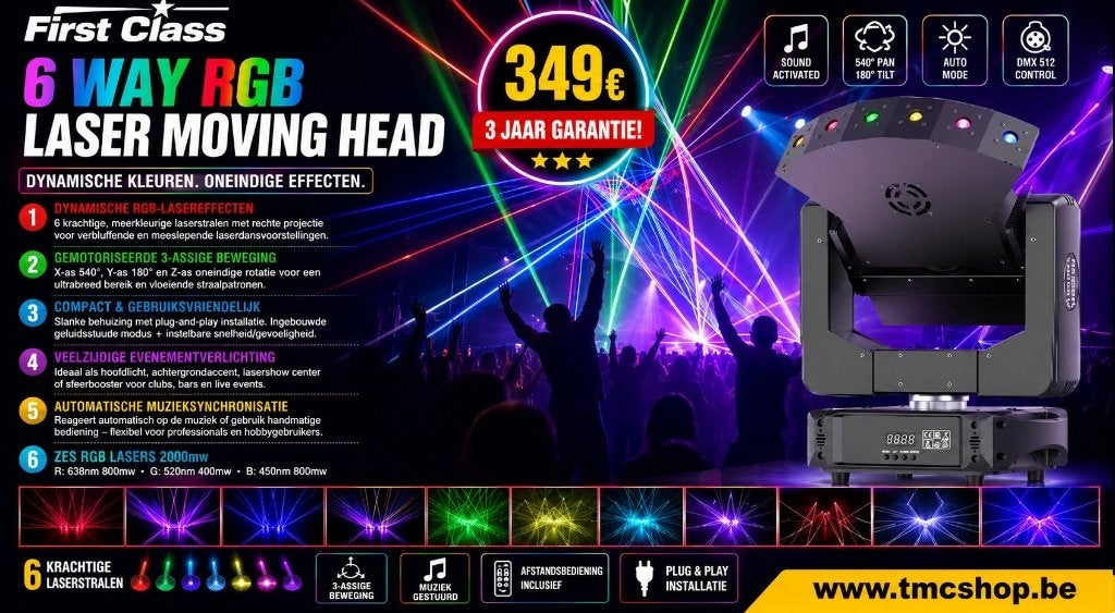 Nouvelle tête mobile laser RGB à 6 voies de première classe, Musique & Instruments, Enlèvement ou Envoi, Neuf, Lumières, Commande sonore