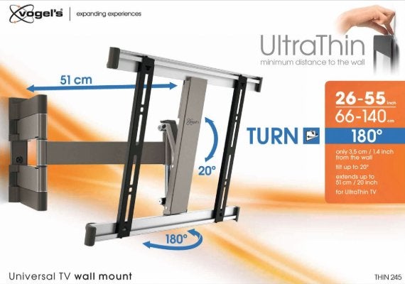 Vogels THIN 245 UltraThin Draaibare tv-beugel (zwart), Ophalen, Zo goed als nieuw
