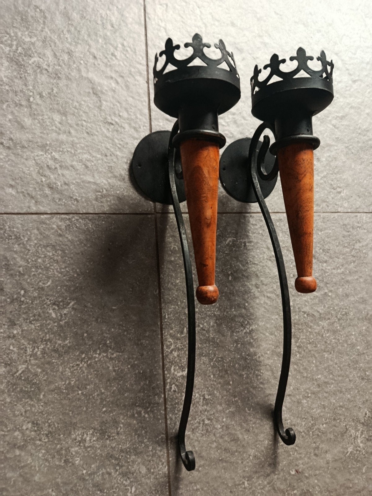 2 oude wandlichten  voor kaarsen, Antiek en Kunst, Ophalen