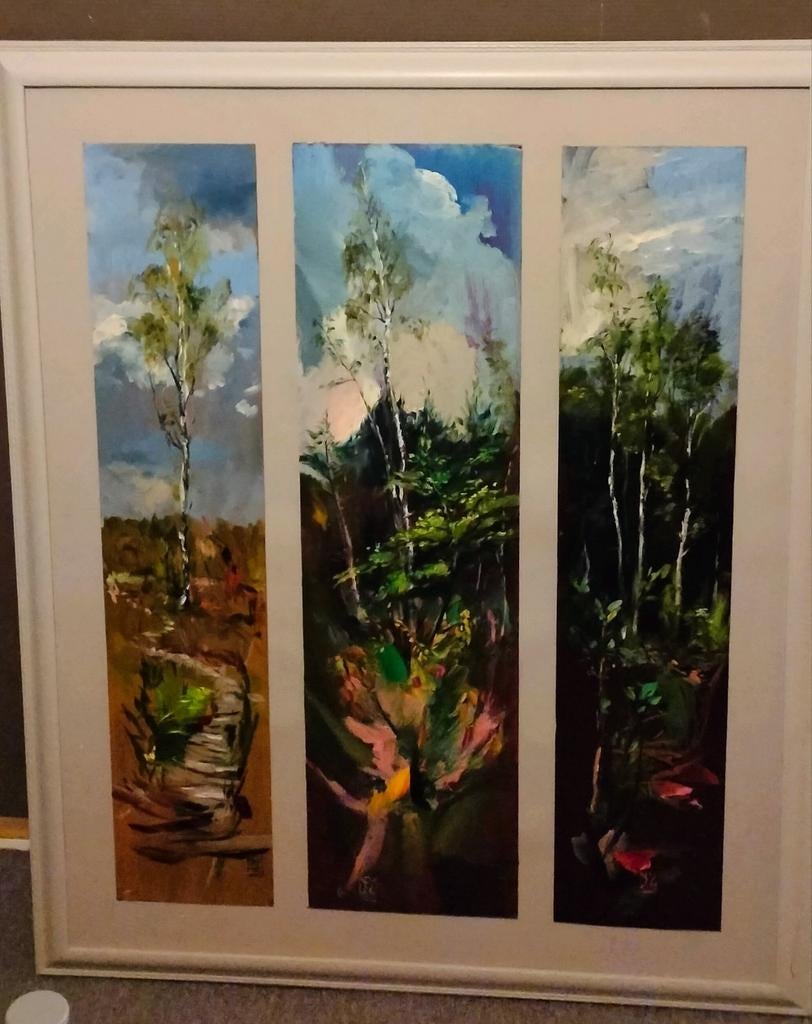 Schilderij landschap drieluik, Antiek en Kunst, Ophalen