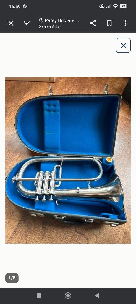 Bugle persy, Muziek en Instrumenten, Blaasinstrumenten | Trompetten, Ophalen, Zo goed als nieuw, Trompet in si bemol, Met koffer