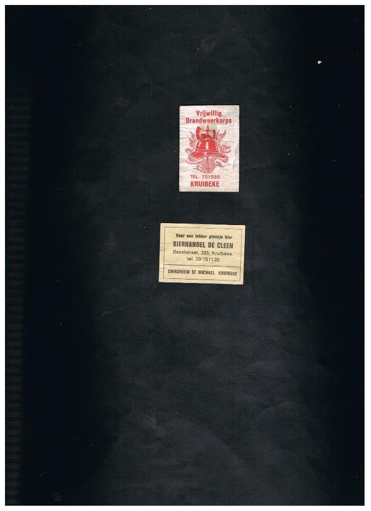 ANCIENNES ÉTIQUETTES PUBLICITAIRES KRUIBEKE, Collections, Envoi, Utilisé, Boîtes ou marques d'allumettes