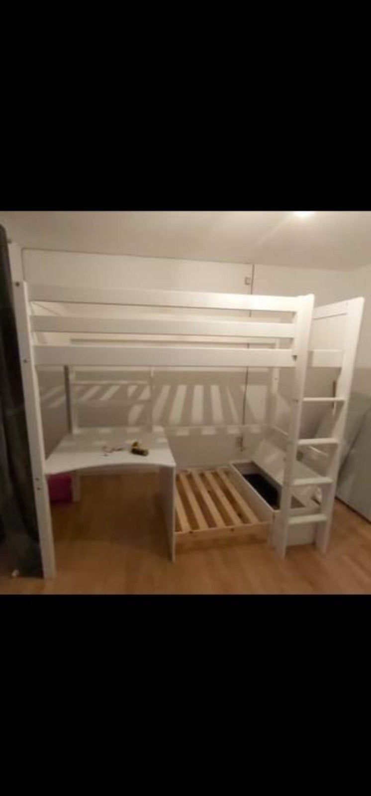 Witte multifunctionele hoogslaper met bureau en zetel/logeer, Ophalen