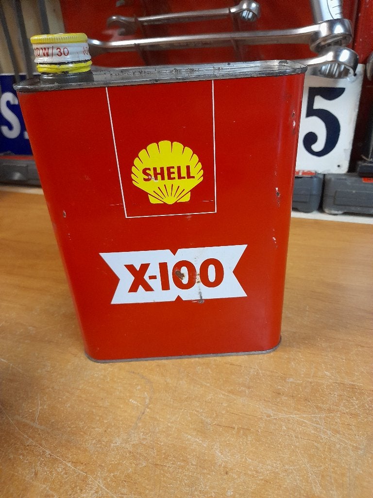 ancien bidon huile vide shell x-100, Collections, Enlèvement ou Envoi, Utilisé, Autres types