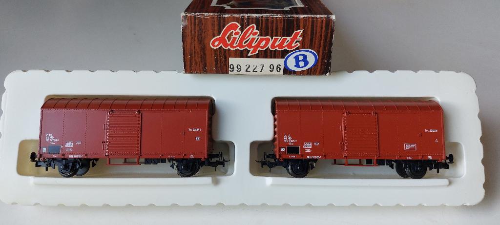 SNCB/NMBS LILIPUT SET 2 WAGONS COUVERTS *HO*DC 99 227 96, Analogique, Wagon, Comme neuf, Courant continu