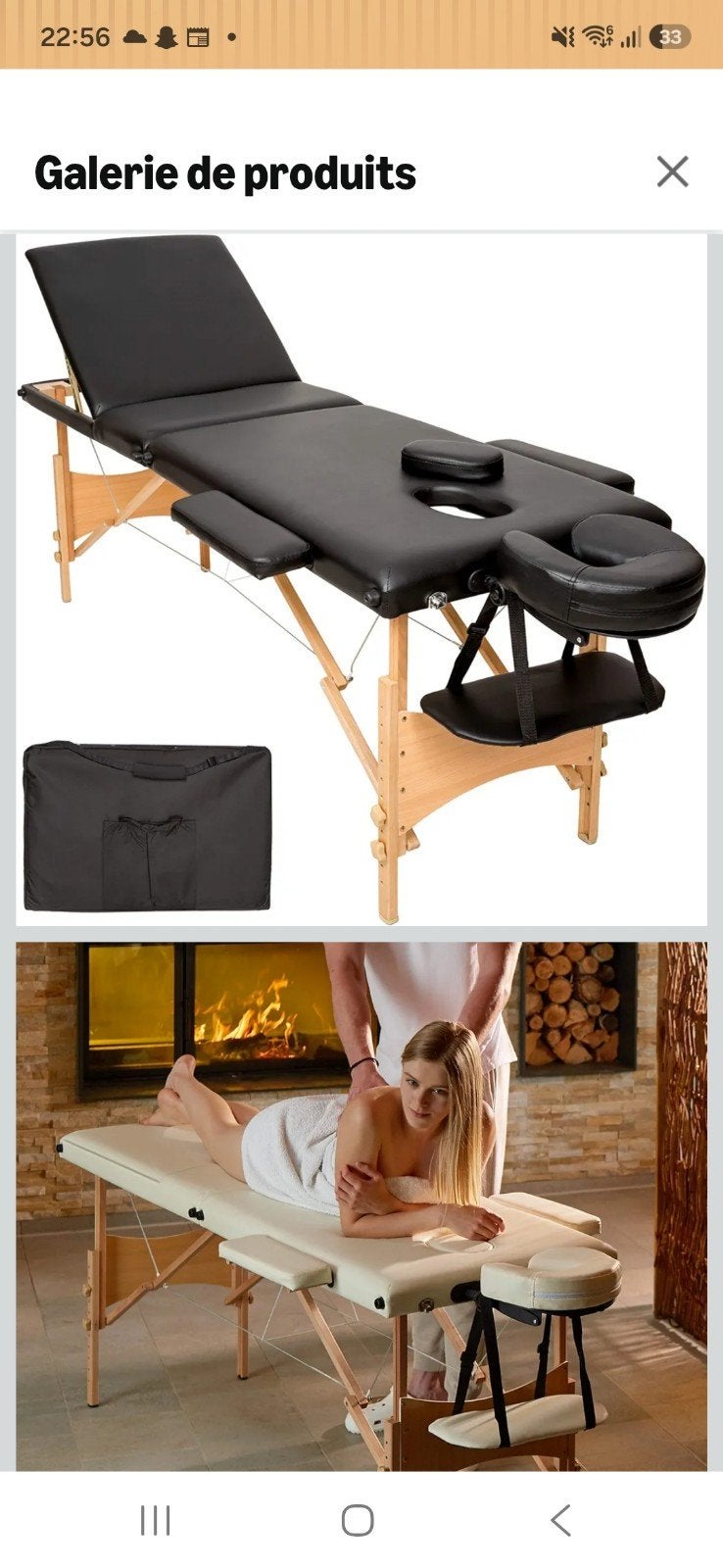 table de massage, Enlèvement
