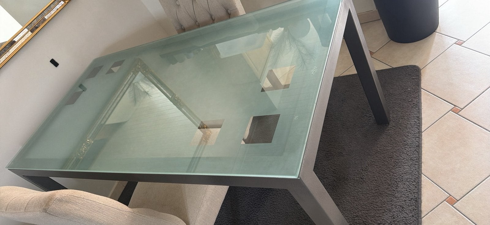 Eettafel 160 x 80 cm, Huis en Inrichting, Ophalen, Gebruikt, 50 tot 100 cm, Glas