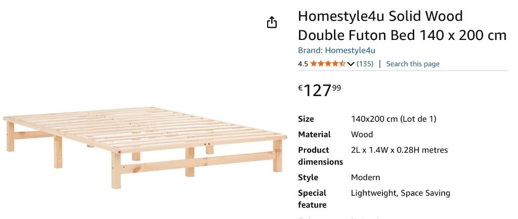 Complete bed/ bed frame and mattress set, 150 Euro, Ophalen, Meerkleurig, Beautiful light natural wood, 140 cm