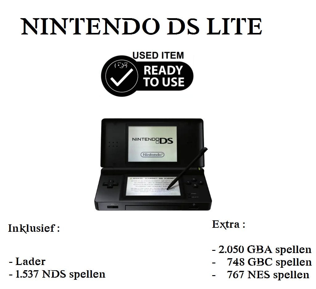 Nintendo DS Lite + Spellen en lader, Games en Spelcomputers, Zwart, Ophalen of Verzenden, DS Lite, Gebruikt
