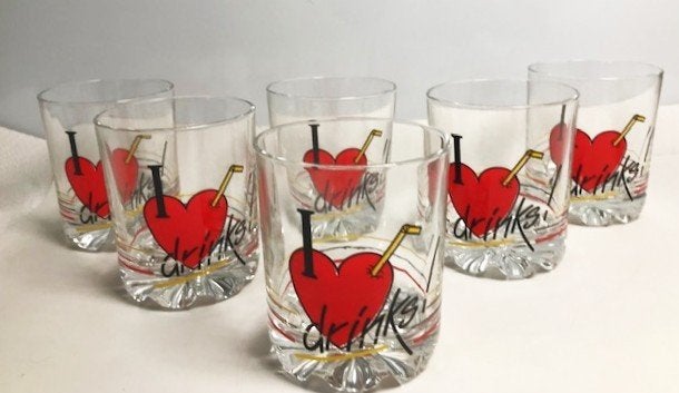 Vintage Italiaanse whisky glazen A. Masserini I Love Drinks, Antiek en Kunst, Ophalen of Verzenden