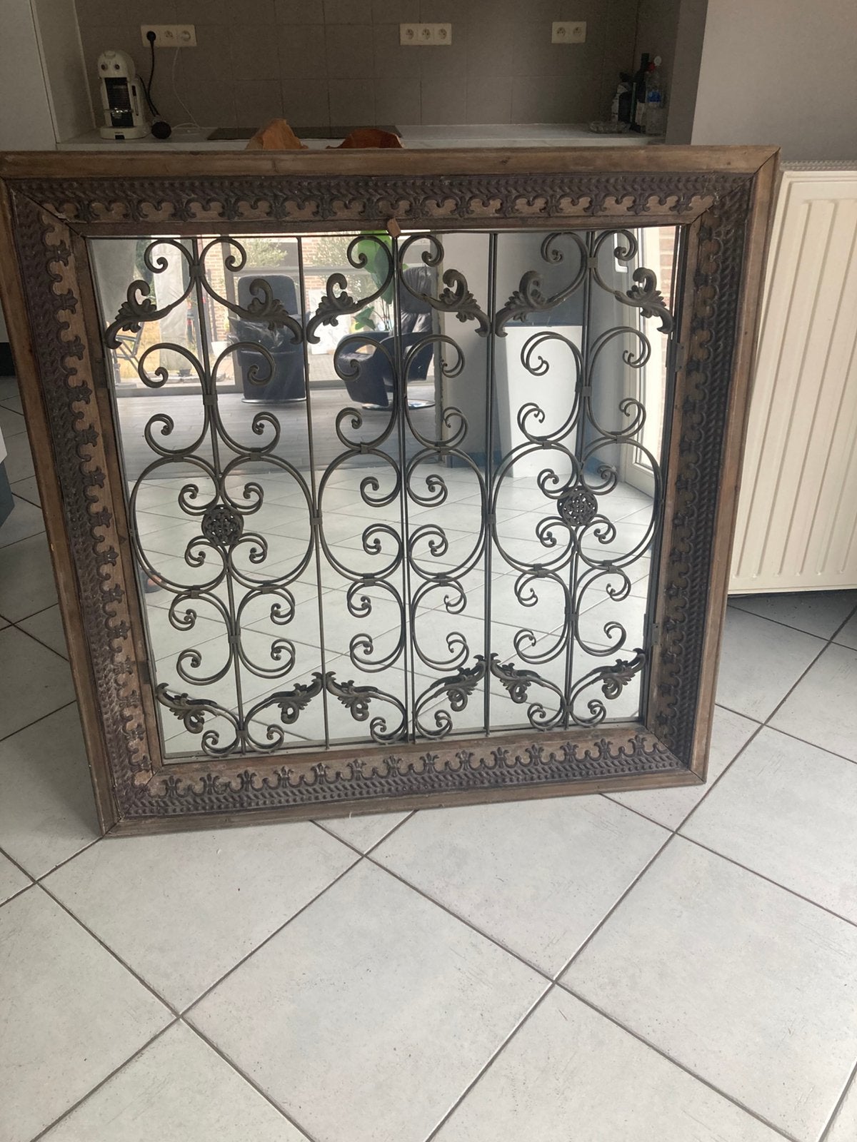 Beau miroir de campagne 1,10 x 1,10 m, Maison & Meubles, Accessoires pour la Maison | Miroirs, Enlèvement