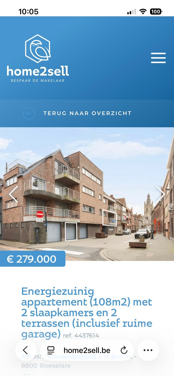 Ruim appartement met grote inpandige garage(7op3m)