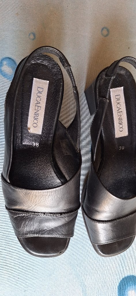 Lederen damessandalen, Comme neuf, Enlèvement, Sandales, Noir