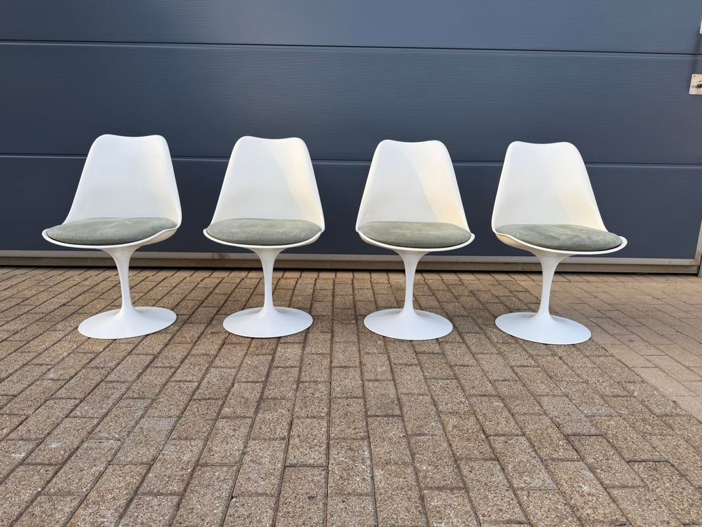 4x originele vintage Knoll Tulip dining chairs Eero Saarinen, Ophalen of Verzenden, Vitra møller wegner fritz hansen togo sede b&b italia cassina