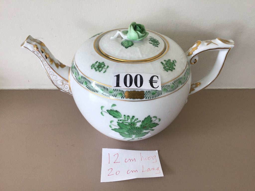 Herend Apponyi groene theepot 604/AV, Ophalen of Verzenden