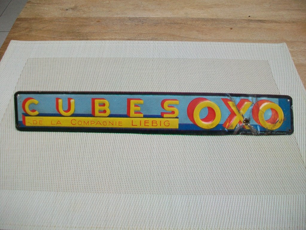 TOLE CUBES OXO 1930, Collections, Marques & Objets publicitaires, Enlèvement ou Envoi, Panneau publicitaire