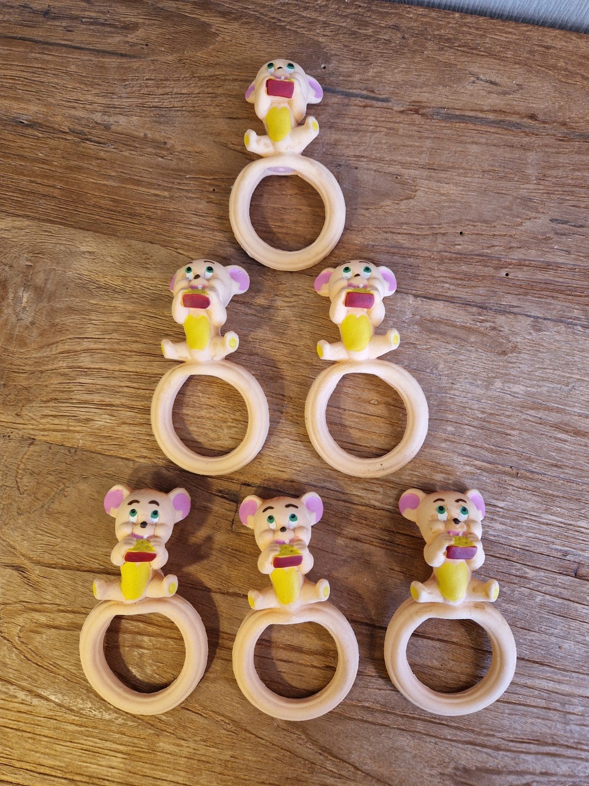 6x rubber toy met pieper Lanco Spain jaren 70, Ophalen of Verzenden