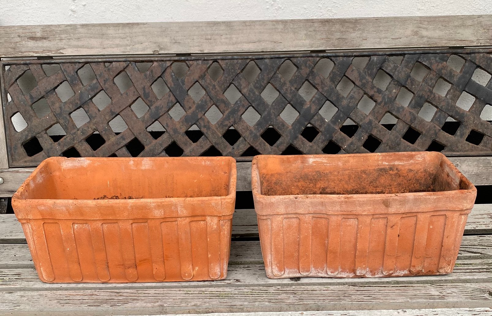 Terracotta bloembakken, Jardin & Terrasse, Pierre, Comme neuf, Enlèvement, Rectangulaire