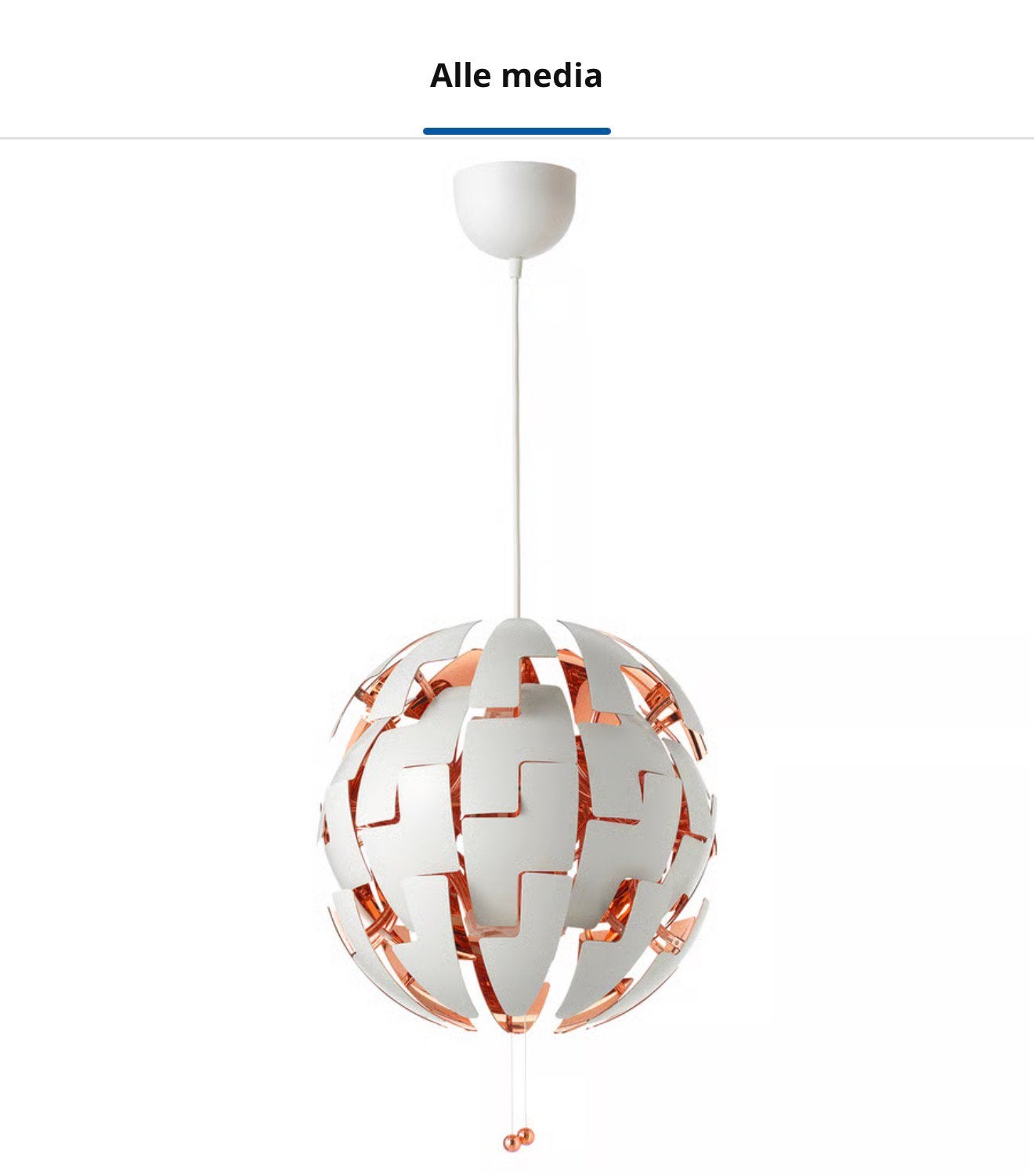 IKEA PS 2014 Hanglamp, wit/oranje, 35 cm, Ophalen, Gebruikt