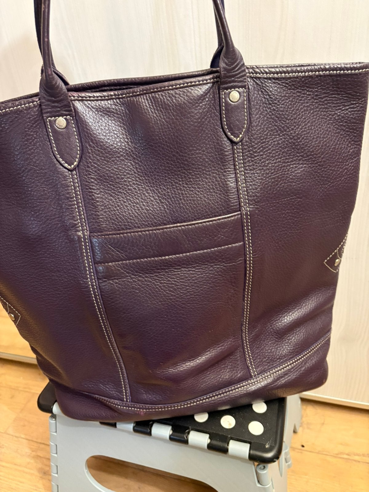 Sac cuir  prune longchamp, 35 à 55 cm, Enlèvement, Utilisé, Violet