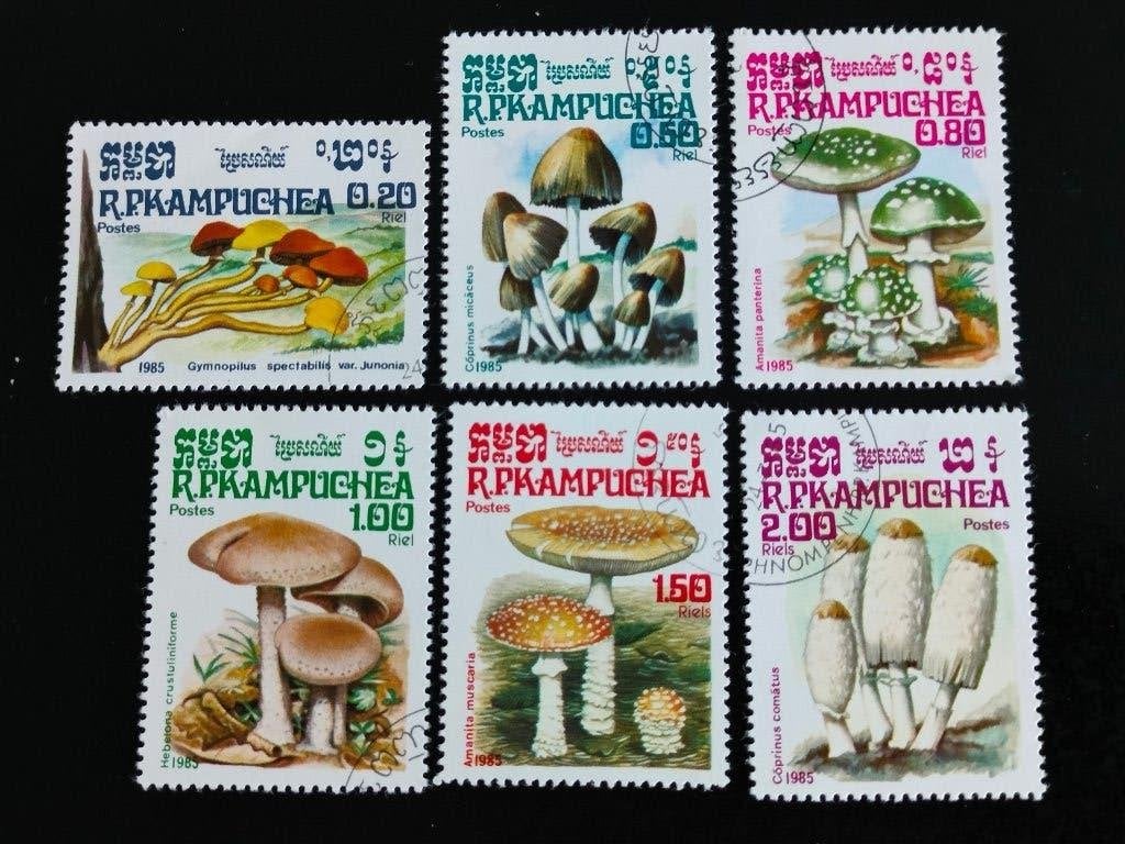 Cambodge 1985 - champignons, Enlèvement ou Envoi, Affranchi, Asie du Sud Est