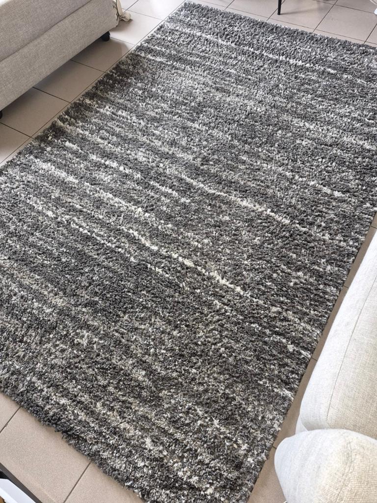 Tapis gris et blanc épais 1.60m/2.30m, Enlèvement, Gris