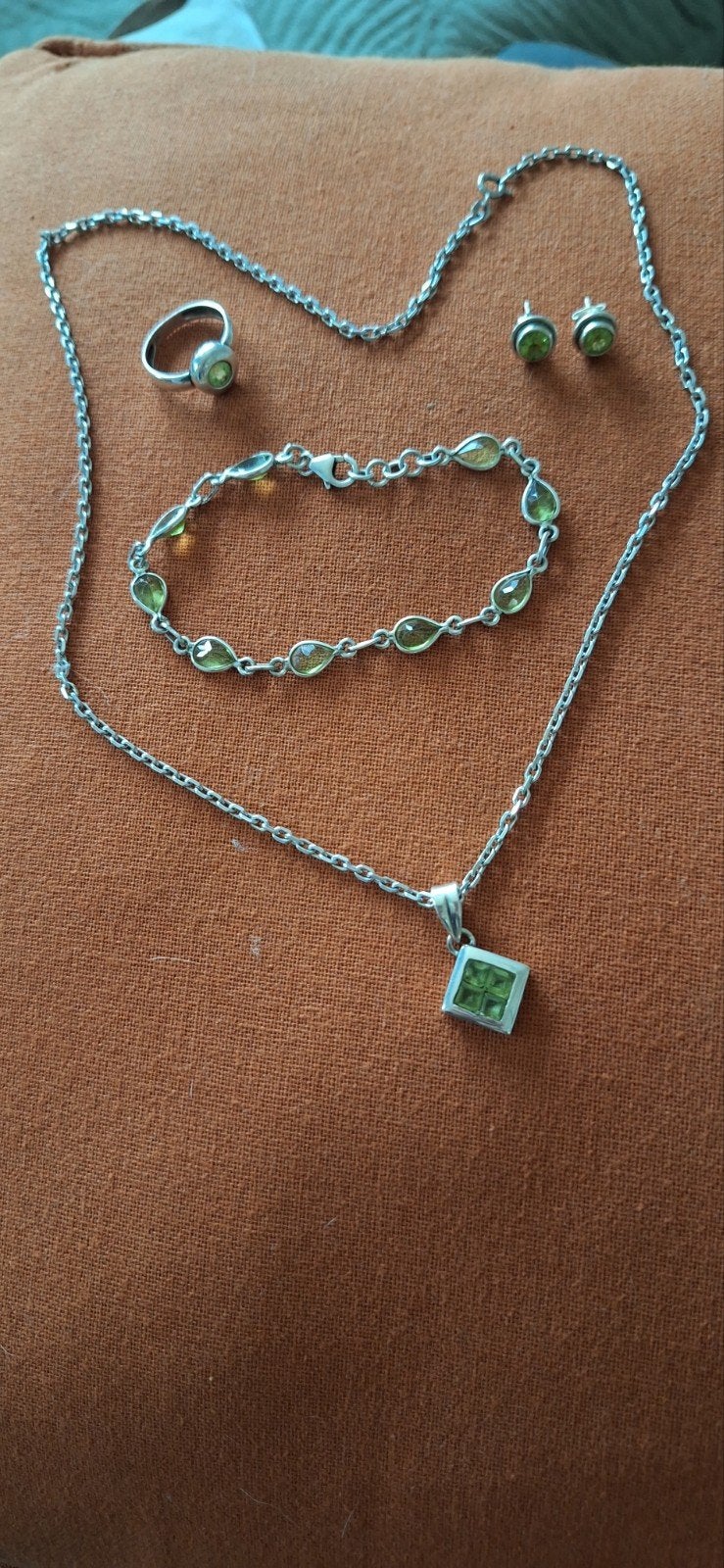 zilver setje met peridoot, Handtassen en Accessoires, Kettingen, Ophalen, Zilver, Zilver
