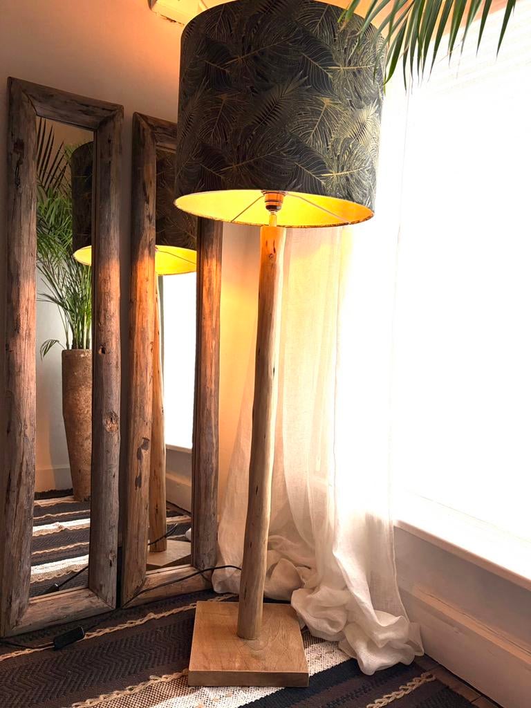 Lampe + abat-jour H 125 diamètre de l'abat-jour 40cm, Enlèvement, Comme neuf, Bois