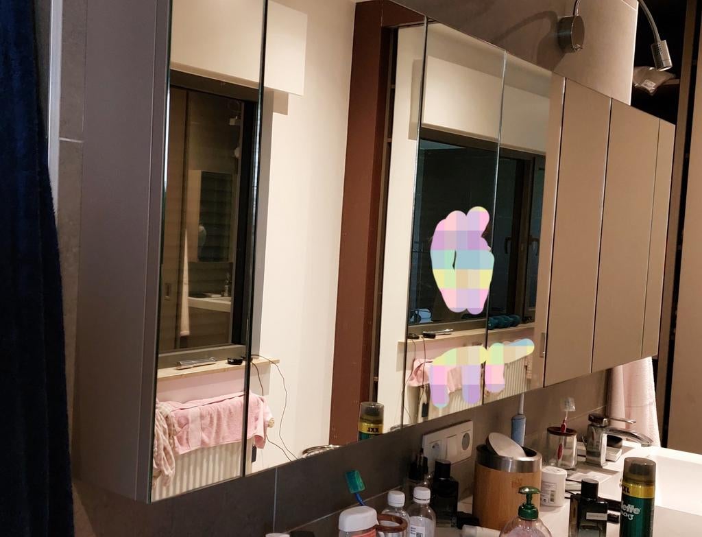 Armoire de toilette L 202 H 66 P 14.5cm taupe et miroir, Enlèvement