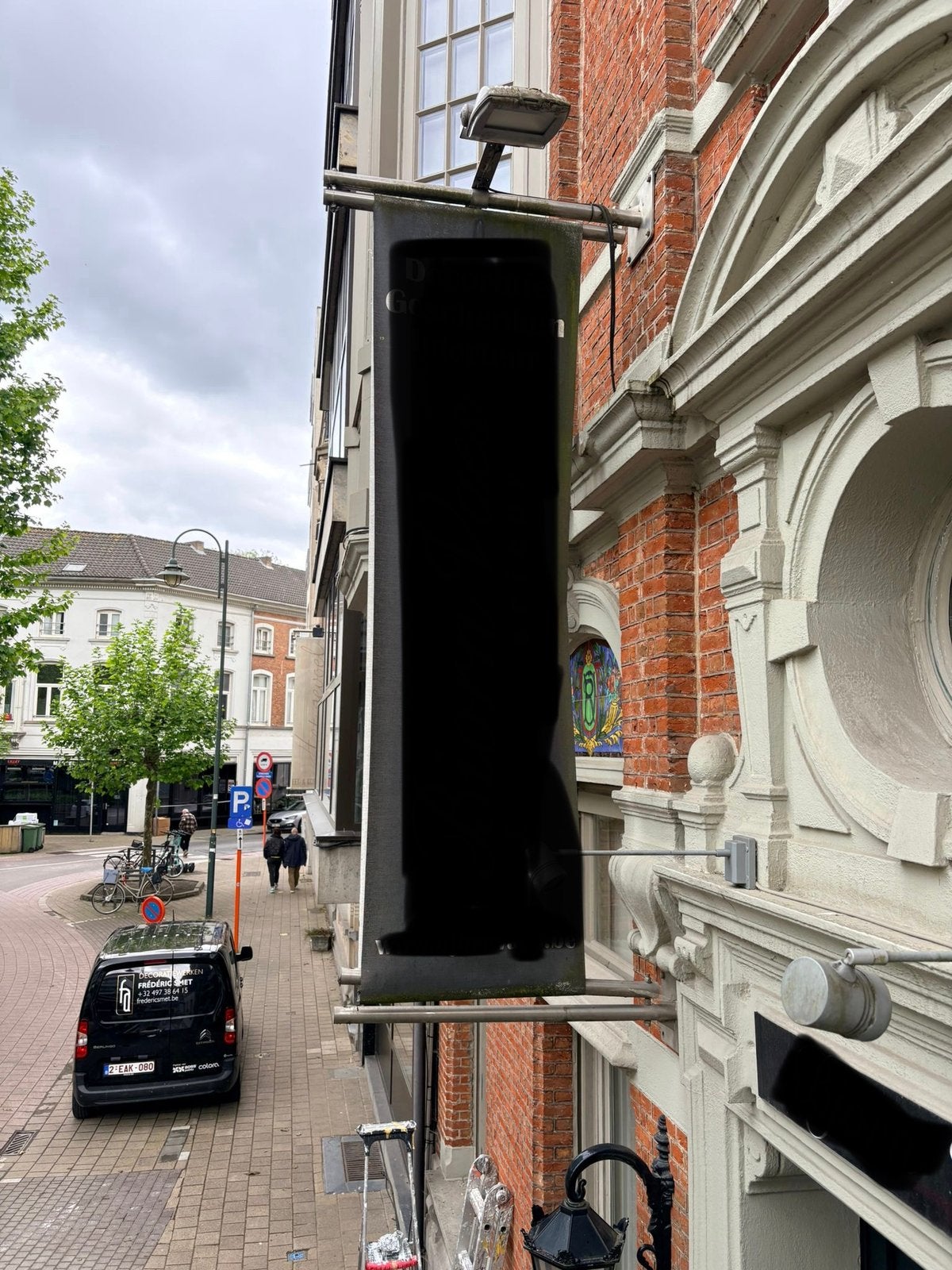 Banner met led spots., Ophalen, Gebruikt, Reclamebord