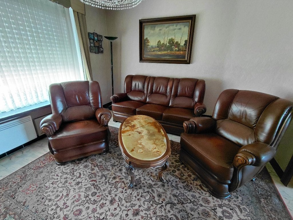 Bruin salon, Ophalen, Gebruikt, Leer, Retro