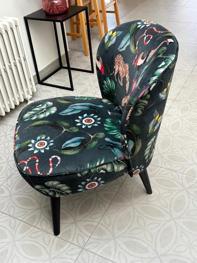 Fauteuil en velours, Maison & Meubles, Fauteuils, Moins de 75 cm, Vintage, Comme neuf, Enlèvement