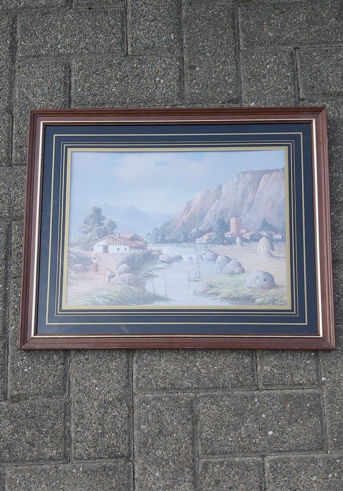 TABLEAU EN TOILE PAYSAGE.  55/45cm .20€, Enlèvement, Paysage, Toile