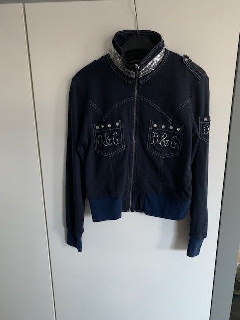 DOLCE&GABBANA blauw vestje met rits en 2 zakjes: M/L, Taille 38/40 (M), Enlèvement ou Envoi, Dolce&Gabanna, Porté