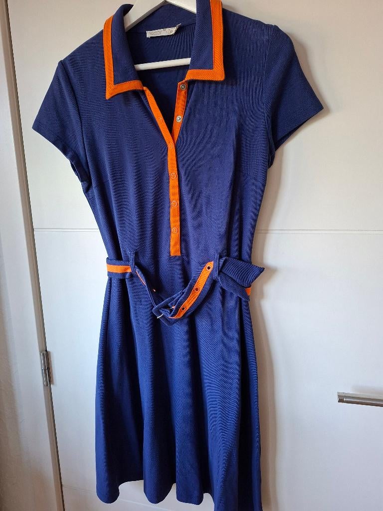 Vintage sportief jurkje S/M, Kleding | Dames, Maat 38/40 (M), Blauw, Zo goed als nieuw, Boven de knie