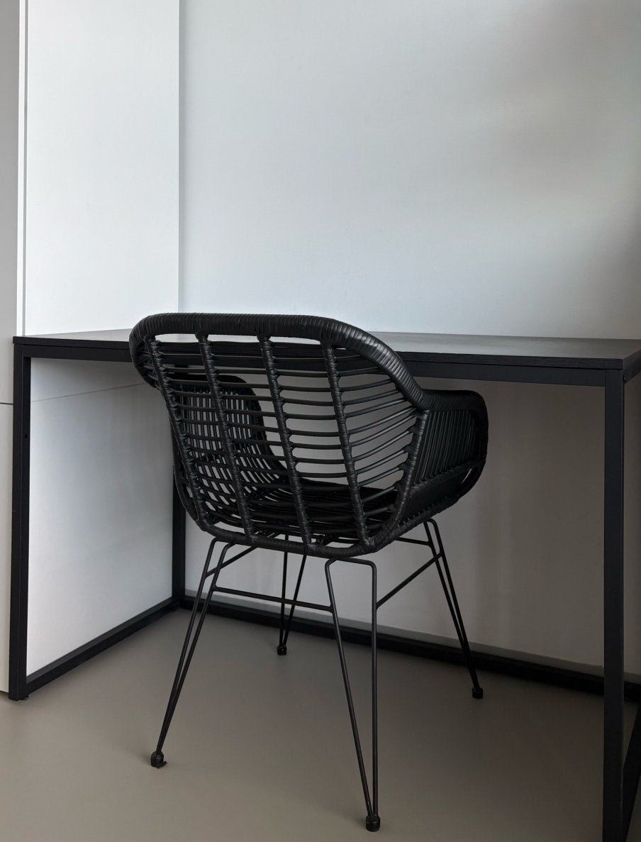 Bureau 120x60 stalen frame, houten blad, Ophalen, 60 cm, Zwart, 120 cm