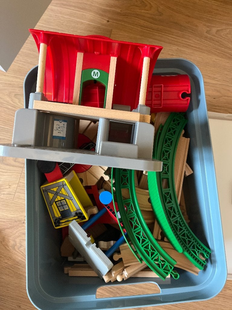 Brío en Ikea houten baan, Onderdelen, Zelf te bouwen, Zo goed als nieuw, Handmatig