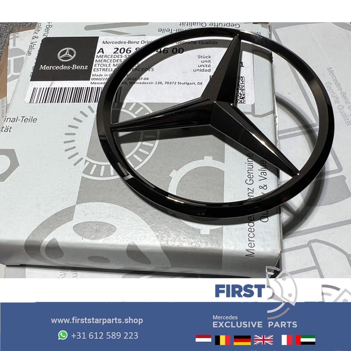 W206 STER Kofferbak LOGO achterklep EMBLEEM zwart W176 W117, Auto-onderdelen, Gebruikt, -, Ophalen of Verzenden, -
