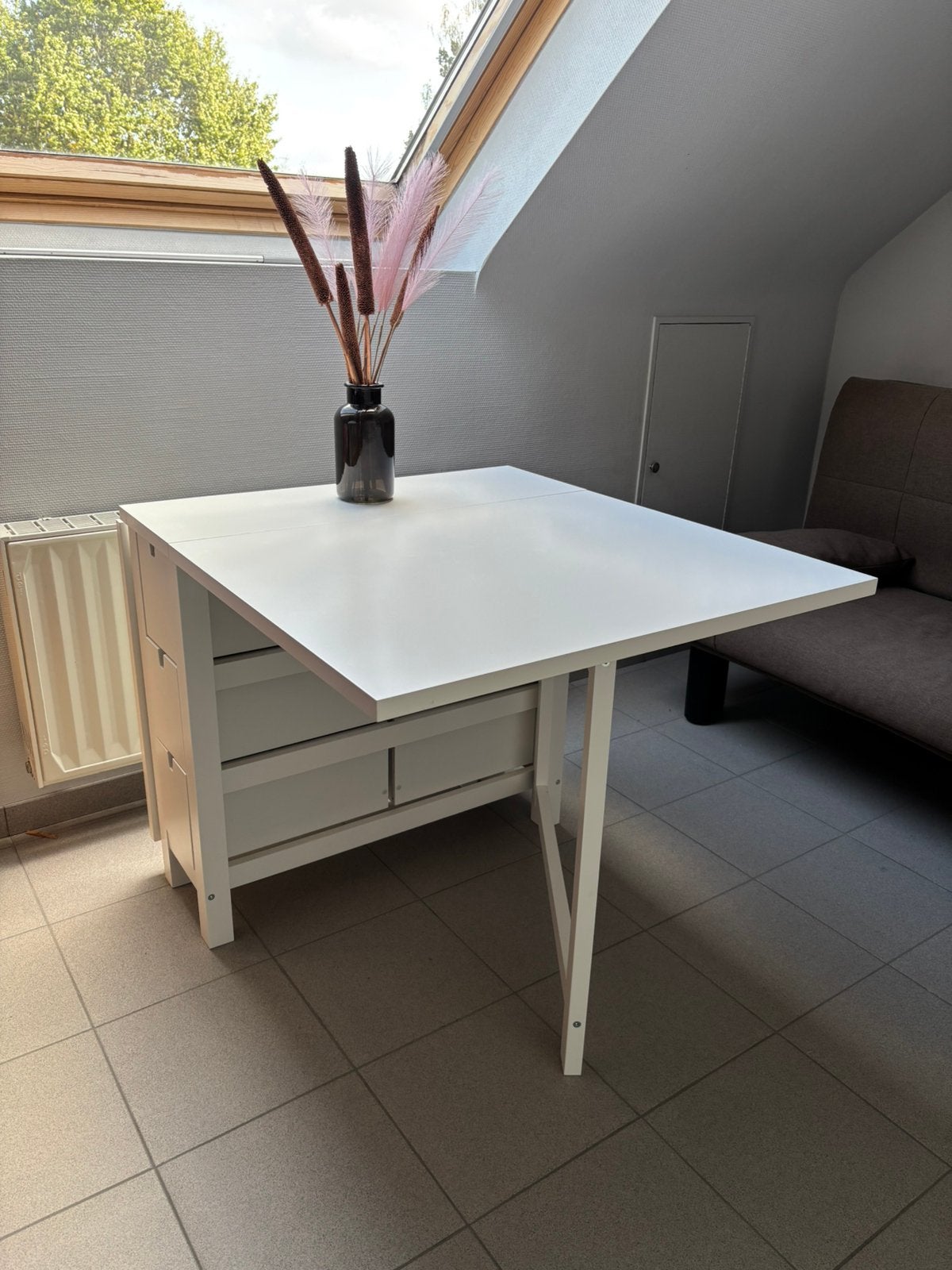 Uitklapbare witte eettafel 80 x 150 cm, Huis en Inrichting, Ophalen, 50 tot 100 cm, Zo goed als nieuw, 150 tot 200 cm