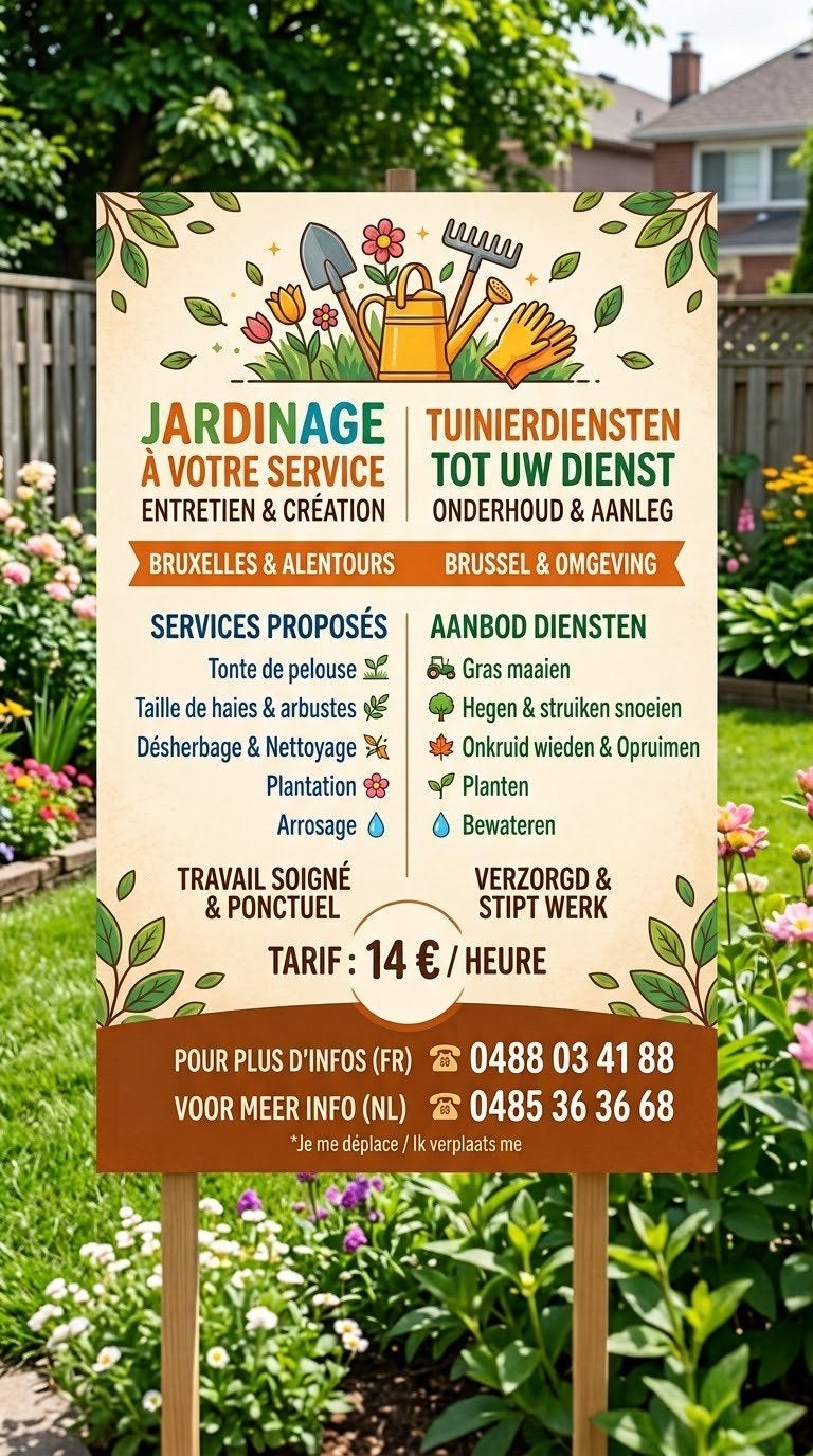 Service de jardinage - Tuinierdiensten, Offres d'emploi