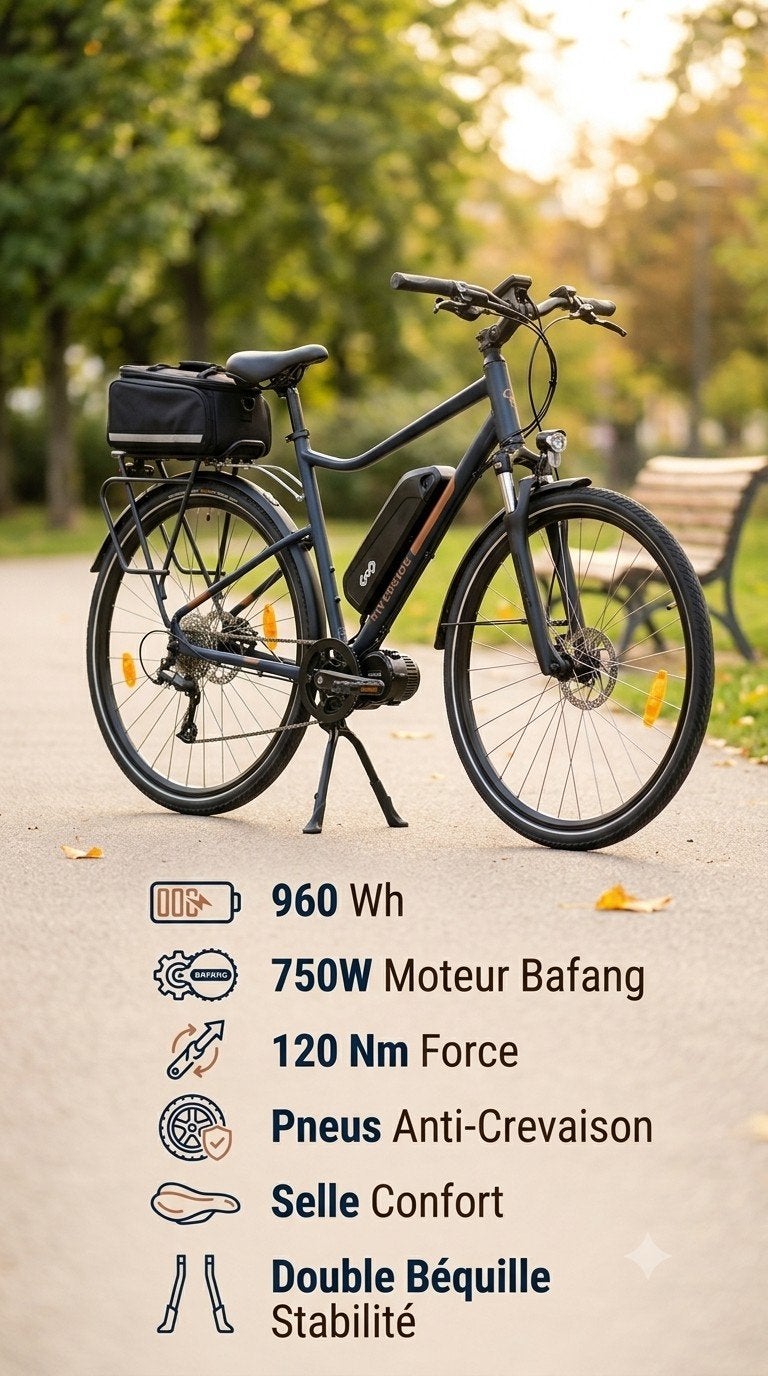 Ultrakrachtige elektrische fiets van 960 Wh (750 W Bafang-mo, 55 tot 59 cm, Zo goed als nieuw, 50 km per accu of meer, Overige merken