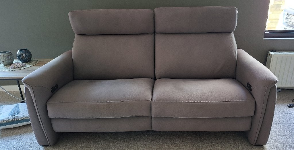 Tweezits relaxbank taupekleur, Maison & Meubles, Canapés | Salons, 75 à 100 cm, Enlèvement, Utilisé, Tissus